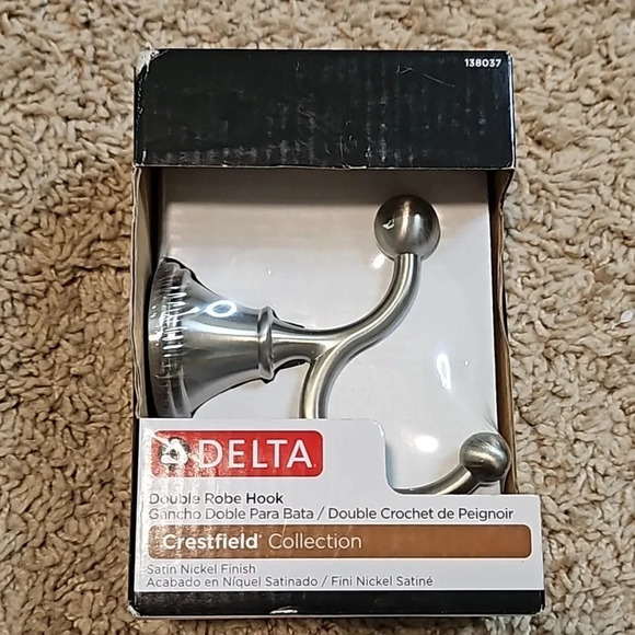 Delta‎ Double Robe Hook in Satin Nickle Finish - Picture 1 of 2
